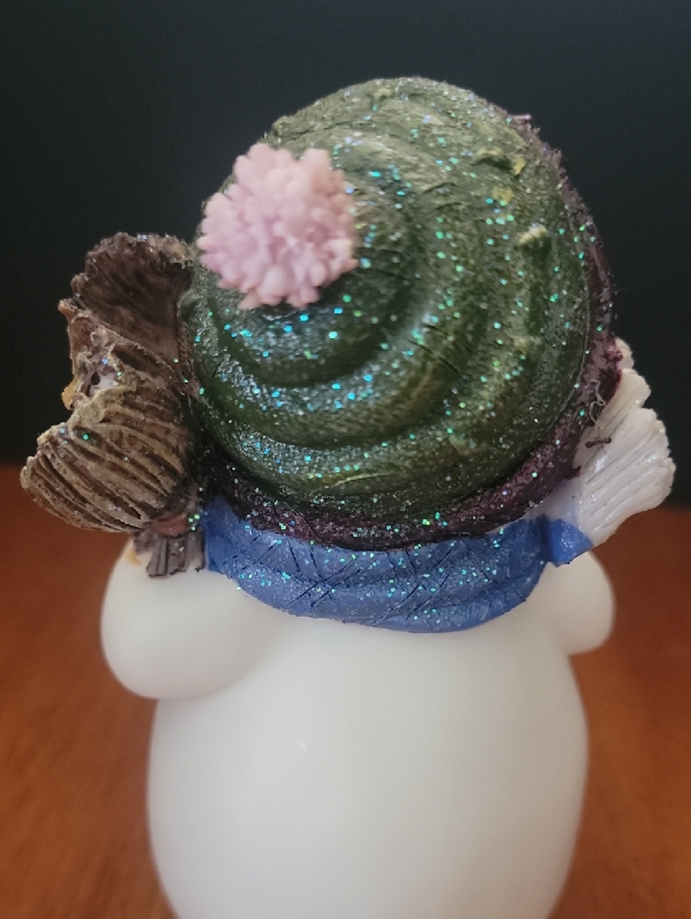 Sparkling Snowman Figurine with Blue Scarf - Picture 2 of 5